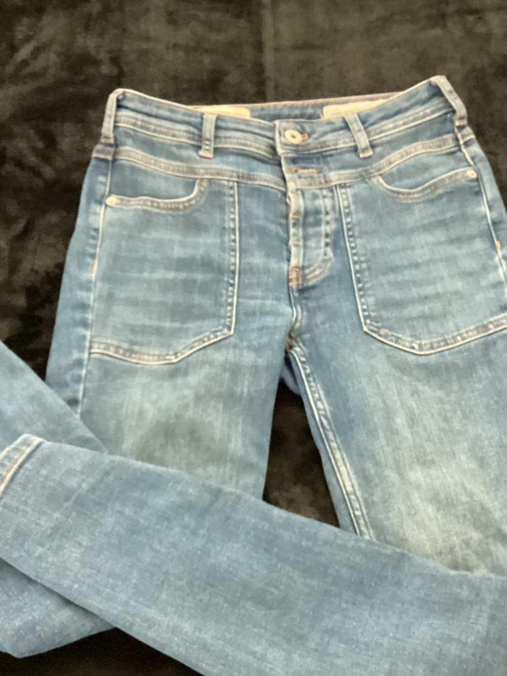 Pilcro and the Letterpress, size 25, high rise skinny, button fly